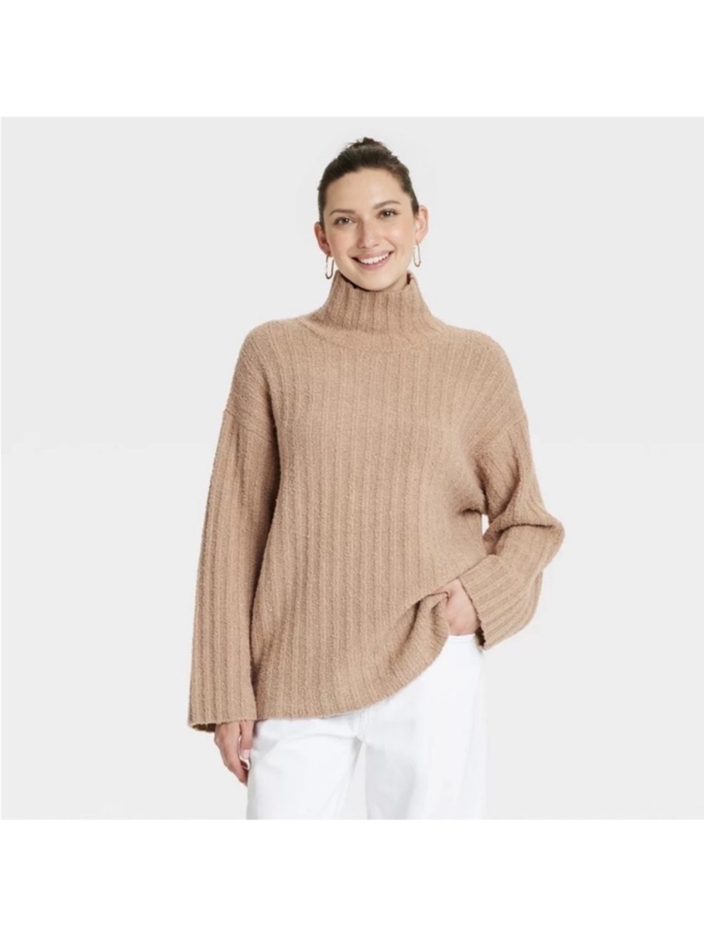 Women’s Oversized Tunic Ribbed Turtleneck Pullover Sweater Universal Thread